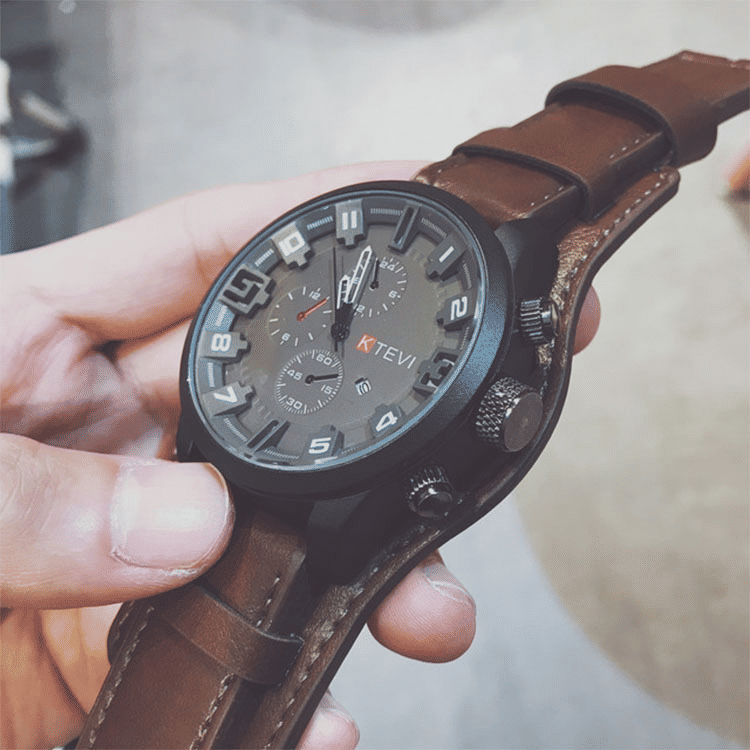 Luxury Men's Waterproof Quartz Watch with Premium Leather Strap