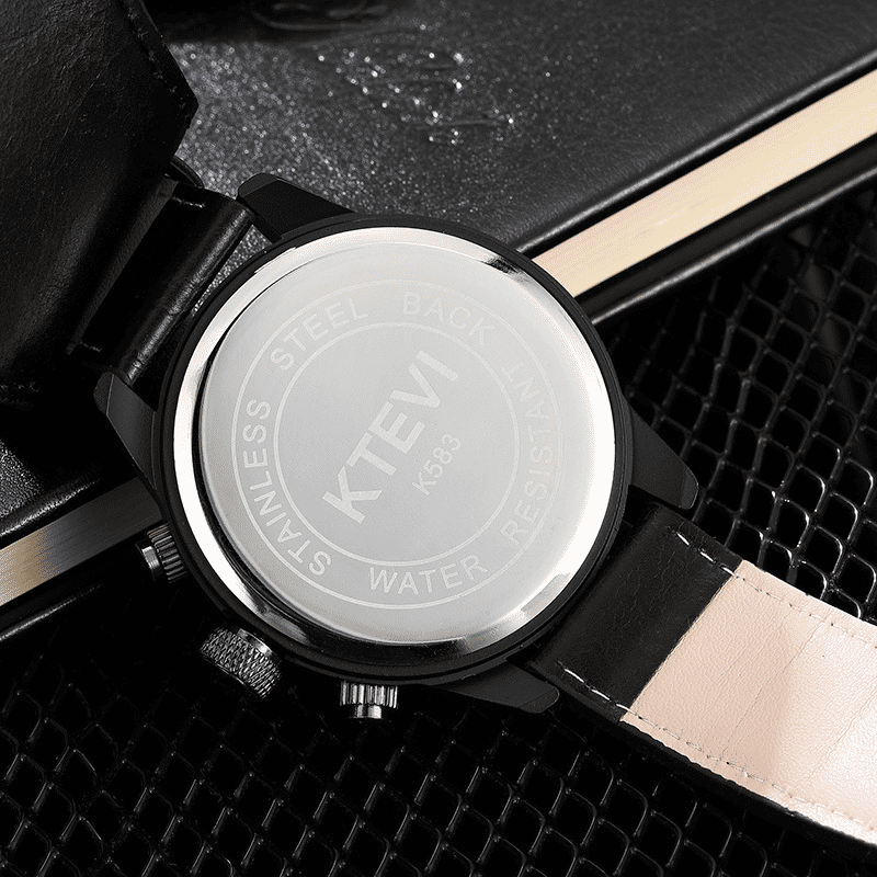 Luxury Men's Waterproof Quartz Watch with Premium Leather Strap