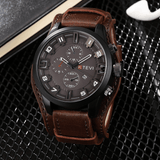 Luxury Men's Waterproof Quartz Watch with Premium Leather Strap