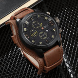 Luxury Men's Waterproof Quartz Watch with Premium Leather Strap