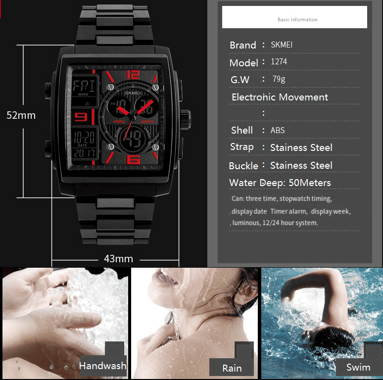 Skmei Luxury Men's Waterproof Analog Digital Sport Quartz Wrist Watch