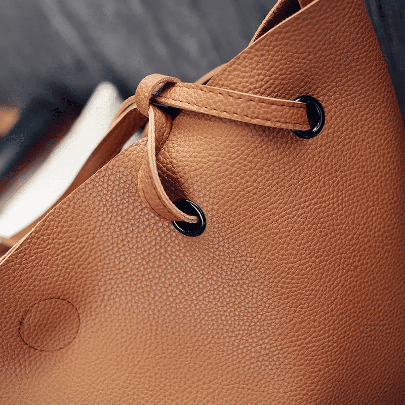 Women's 2-Piece Large PU Leather Tote & Shoulder Bag Set - Soft, Stylish, Versatile