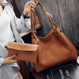 Women's 2-Piece Large PU Leather Tote & Shoulder Bag Set - Soft, Stylish, Versatile