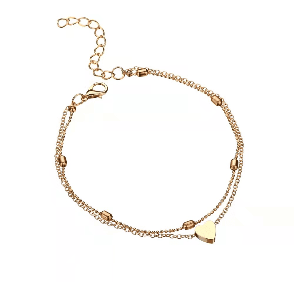 MMSHOP Women's Double-Layer Pentagram Beach Anklet Chain - Fashionable Silver Alloy