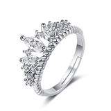 Elegant Adjustable Silver Plated Diamond Ring for Women - Wedding Engagement Gift