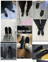 Men's Classic Black Canvas Loafers - Comfortable Slip-On Casual Flat Shoes