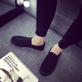 Men's Classic Black Canvas Loafers - Comfortable Slip-On Casual Flat Shoes
