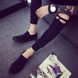Men's Classic Black Canvas Loafers - Comfortable Slip-On Casual Flat Shoes