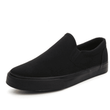 Men's Classic Black Canvas Loafers - Comfortable Slip-On Casual Flat Shoes