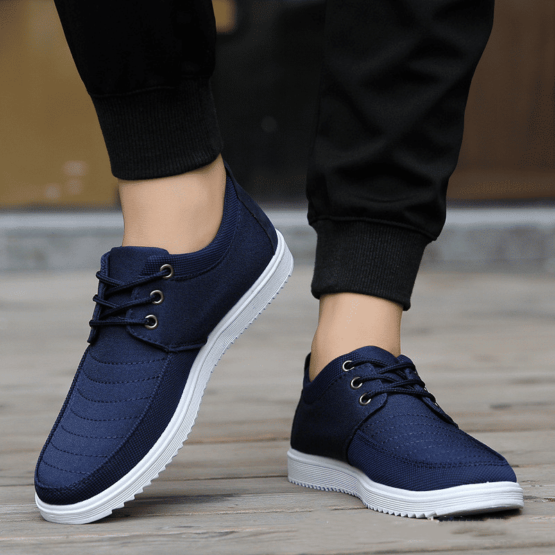Men's Casual Canvas Loafers Sneakers: Comfortable, Durable, Stylish Blue Flats