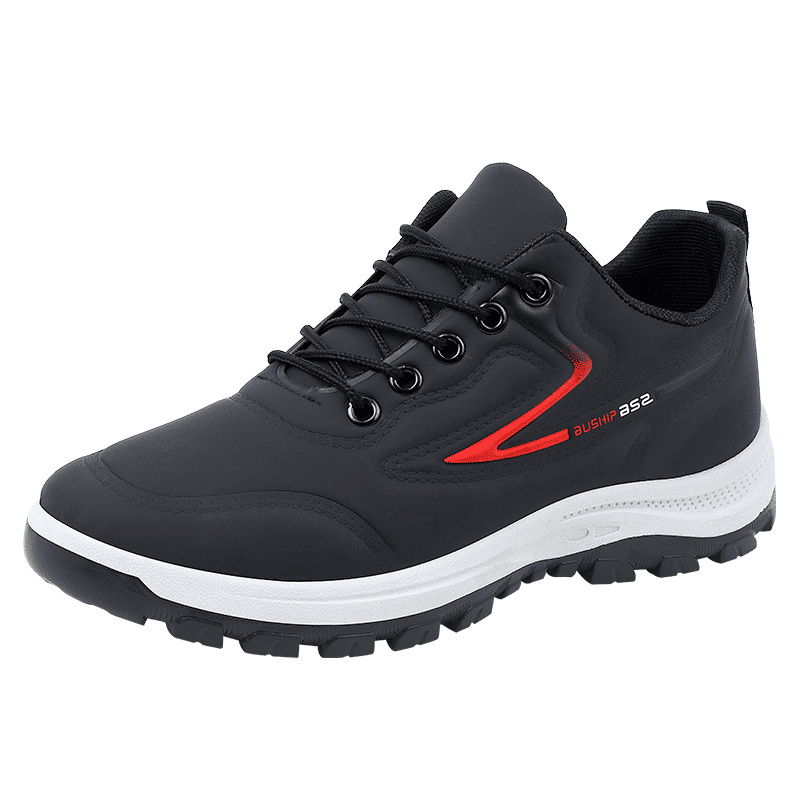 Baldur Men's Breathable Non-Slip Athletic Running Walking Driving Shoes - Black/Red