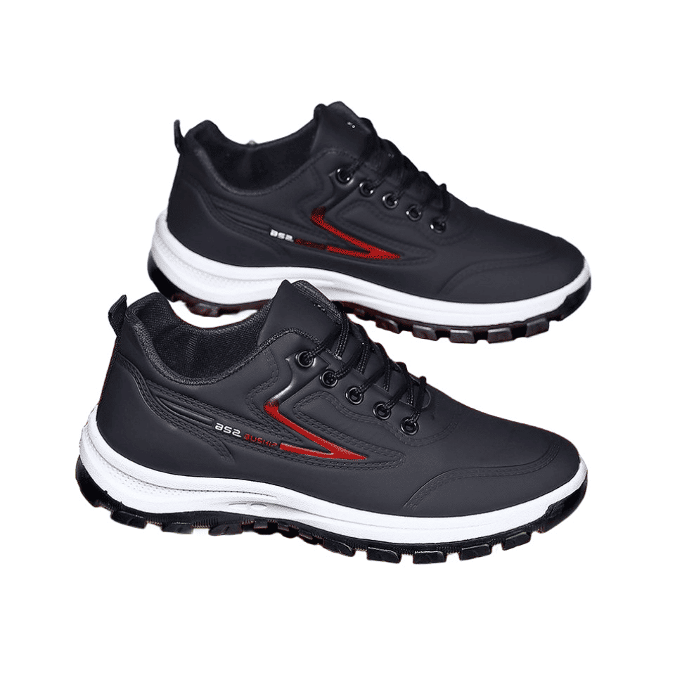 Baldur Men's Breathable Non-Slip Athletic Running Walking Driving Shoes - Black/Red