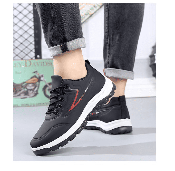 Baldur Men's Breathable Non-Slip Athletic Running Walking Driving Shoes - Black/Red
