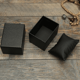 Men's Personality Black Quartz Watch and Brown Leather Bracelet Set