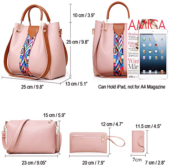 Elegant 4-Piece Waterproof PU Leather Handbag Set: Shoulder Tote & Sling Bags