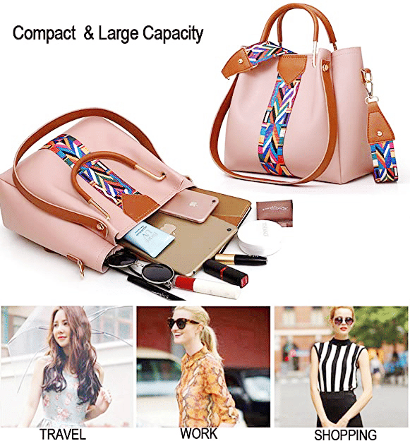 Elegant 4-Piece Waterproof PU Leather Handbag Set: Shoulder Tote & Sling Bags