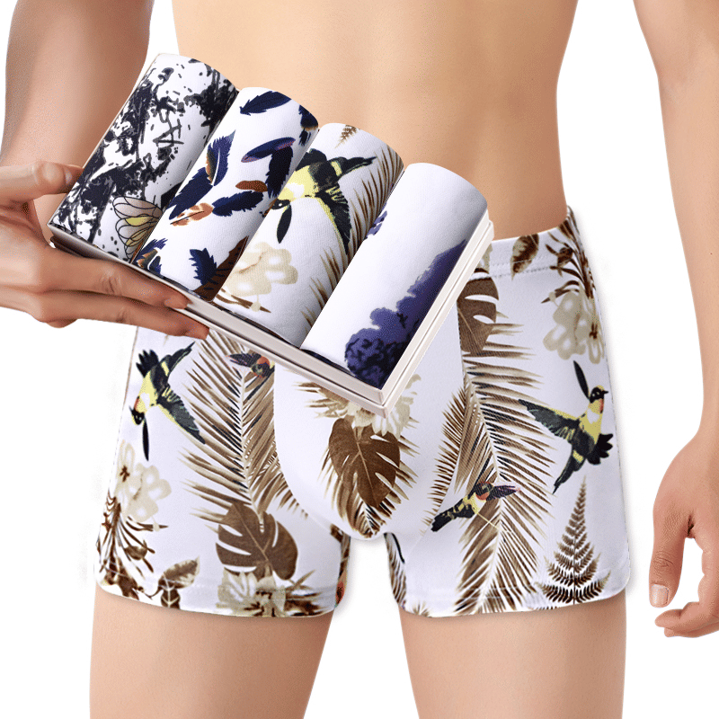 Freyr Men's 4-Pack Comfortable Breathable Mid-Waist Polyester Spandex Boxer Briefs