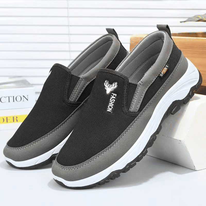 Freyr Men's Comfortable Driving Loafers: Non-Slip, Breathable, Black Walking Shoes