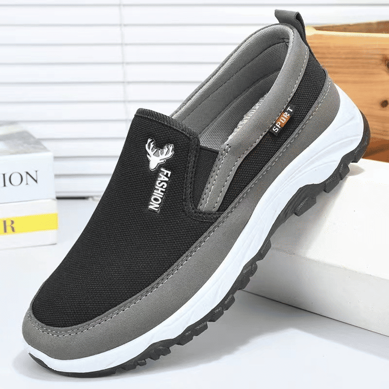 Freyr Men's Comfortable Driving Loafers: Non-Slip, Breathable, Black Walking Shoes