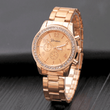 Women's Watch Jewelry 6-Piece Set Rose Gold Quartz Watch Bracelet Necklace Ring Earrings Rhinestone