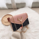 FBK Women's Frosted Tassel Mini Square Shoulder Bag - Chic Phone Sling