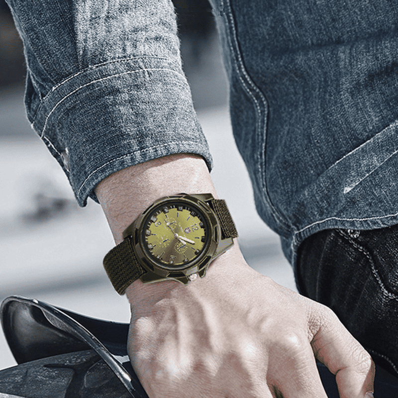 Durable Men's Military Outdoor Sports Watch - Braided Nylon Strap, Quartz Movement