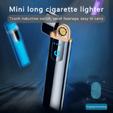 Fingerprint Touch Sensor Charging Lighter USB Rechargeable Compact Cigarette Lighter for Men