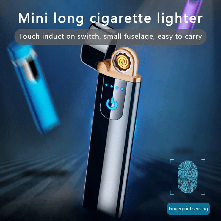 Fingerprint Touch Sensor Charging Lighter USB Rechargeable Compact Cigarette Lighter for Men
