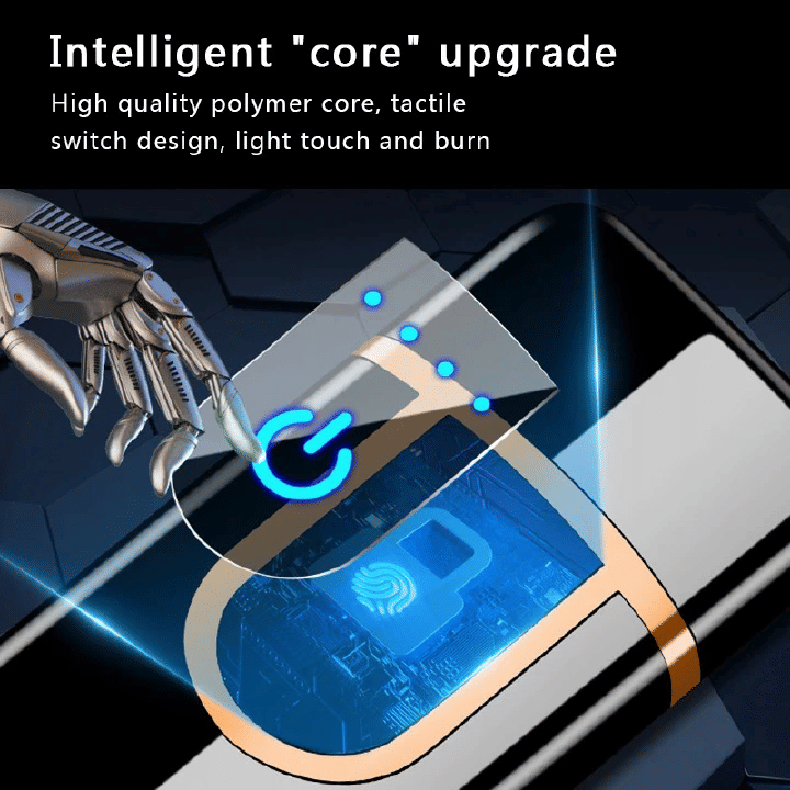 Fingerprint Touch Sensor Charging Lighter USB Rechargeable Compact Cigarette Lighter for Men