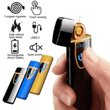 Fingerprint Touch Sensor Charging Lighter USB Rechargeable Compact Cigarette Lighter for Men