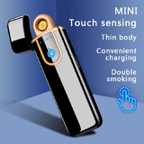 Fingerprint Touch Sensor Charging Lighter USB Rechargeable Compact Cigarette Lighter for Men