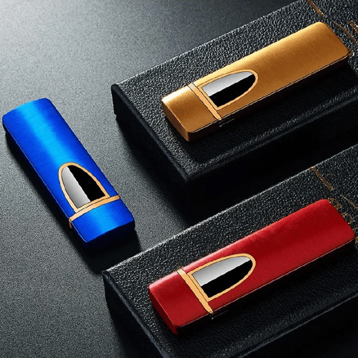 Fingerprint Touch Sensor Charging Lighter USB Rechargeable Compact Cigarette Lighter for Men