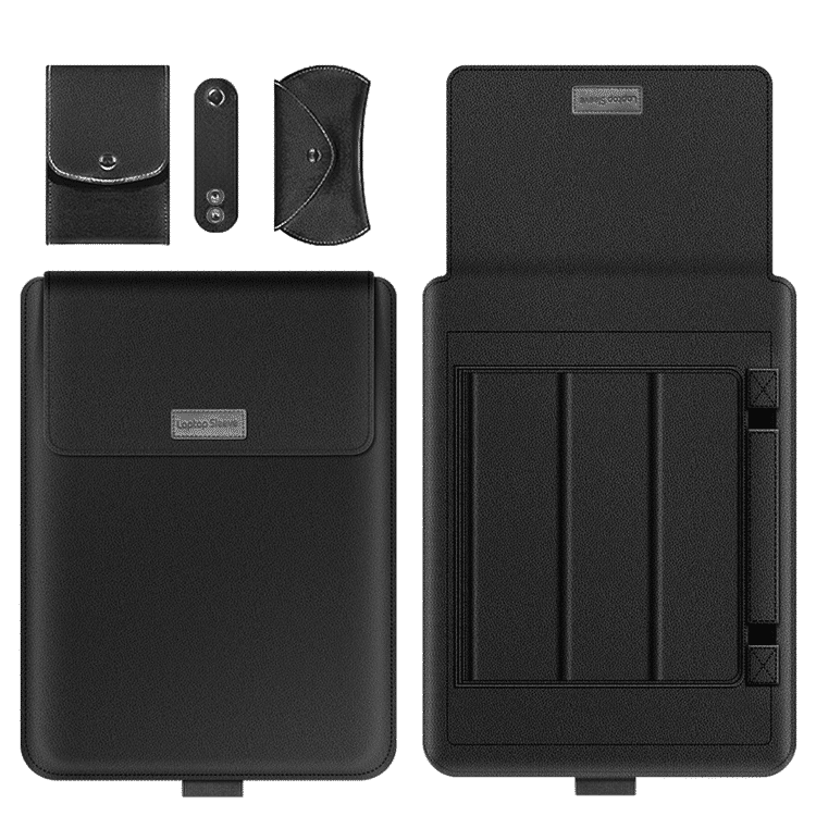 Elegant Leather Laptop Sleeve Case with Stand, Multi-Function, 11-15 Inch