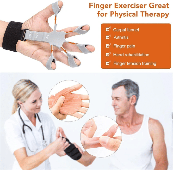 Finger Gripper Exerciser 6 Resistant Levels Silicone Hand Strengthener for Rehabilitation