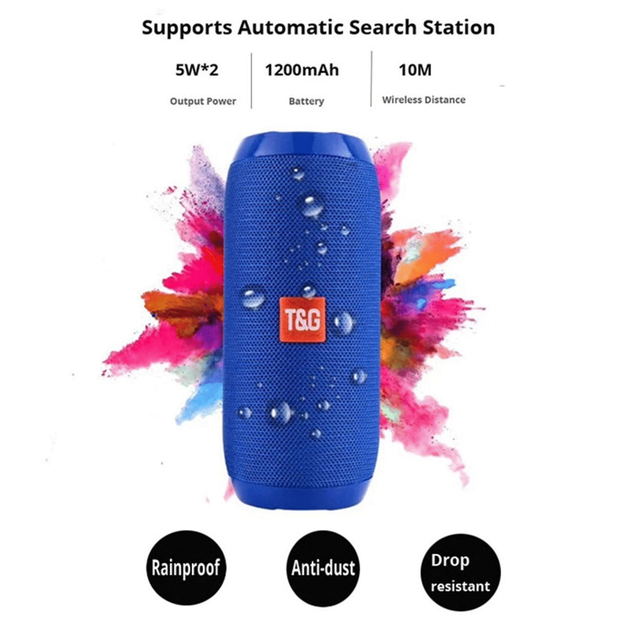 TG117 Portable Bluetooth Speaker Hi-Fi Wireless Loudspeaker with USB/TF Card Support