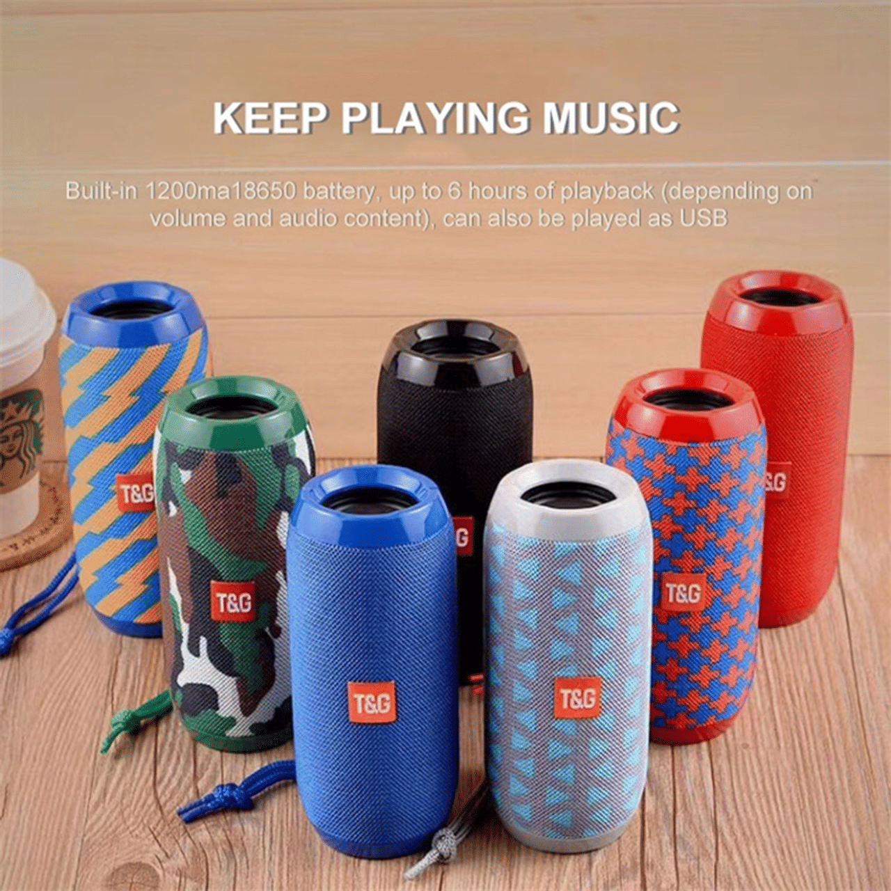 TG117 Portable Bluetooth Speaker Hi-Fi Wireless Loudspeaker with USB/TF Card Support