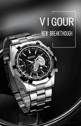 Men's Large Dial Waterproof Calendar Watch - Fashion Business Stainless Steel