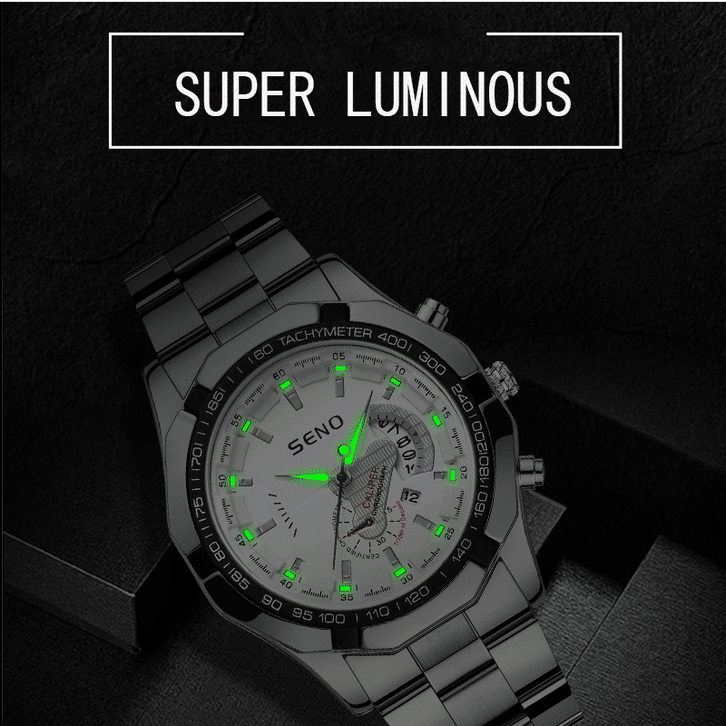 Men's Large Dial Waterproof Calendar Watch - Fashion Business Stainless Steel
