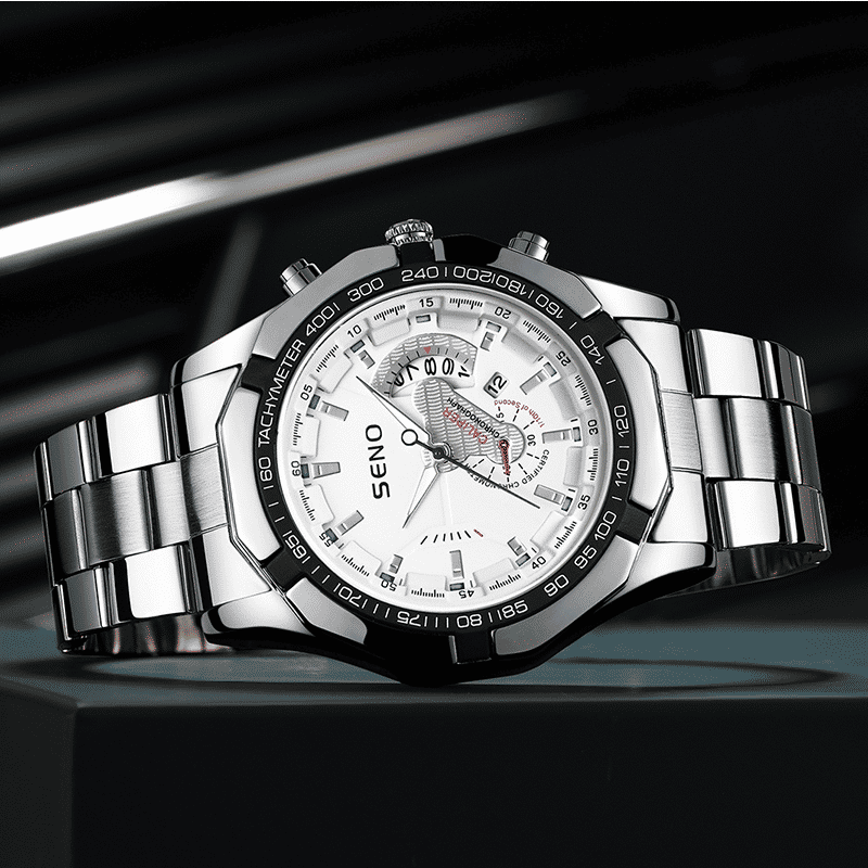 Men's Large Dial Waterproof Calendar Watch - Fashion Business Stainless Steel