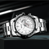 Men's Large Dial Waterproof Calendar Watch - Fashion Business Stainless Steel