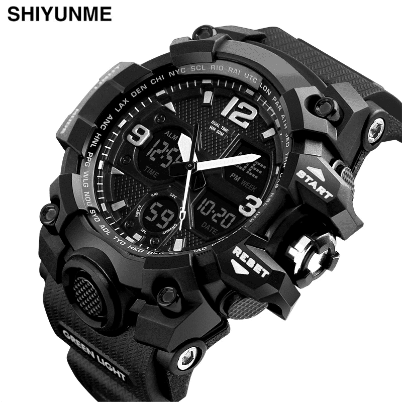 Men's Military Dual Display Army Watch with LED Backlight Stopwatch