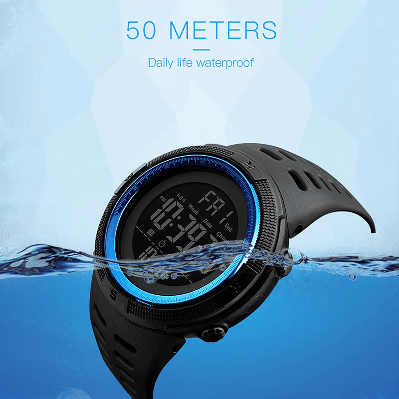 Men's Multifunction LED Digital Sport Watch - Waterproof Chronograph Alarm
