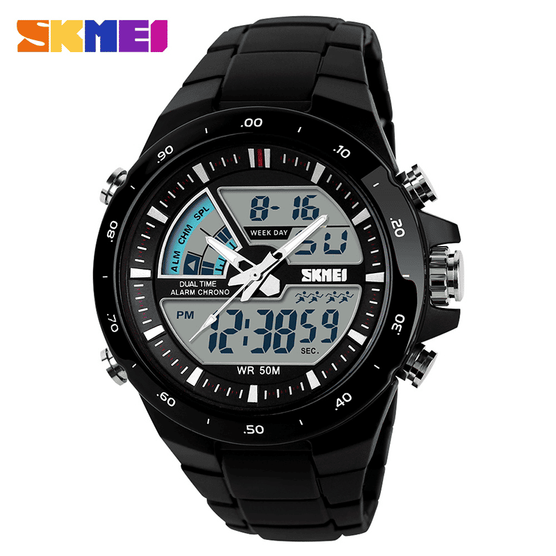 Skmei Men's Military Sport Quartz Watch Waterproof Silicone Strap