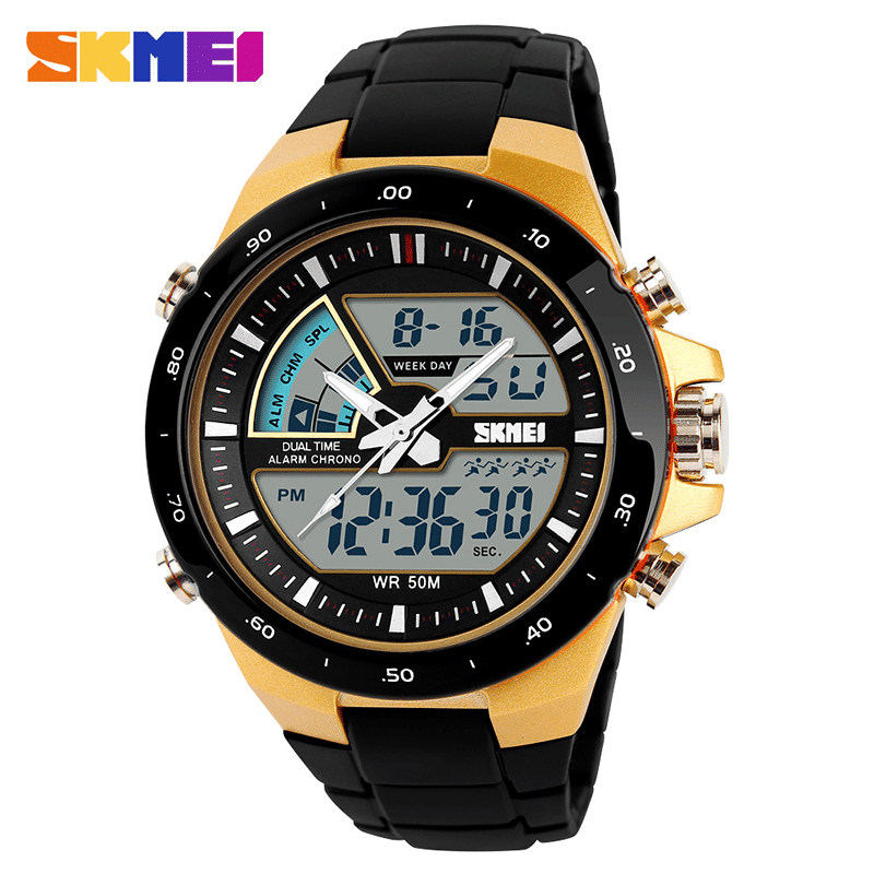 Skmei Men's Military Sport Quartz Watch Waterproof Silicone Strap