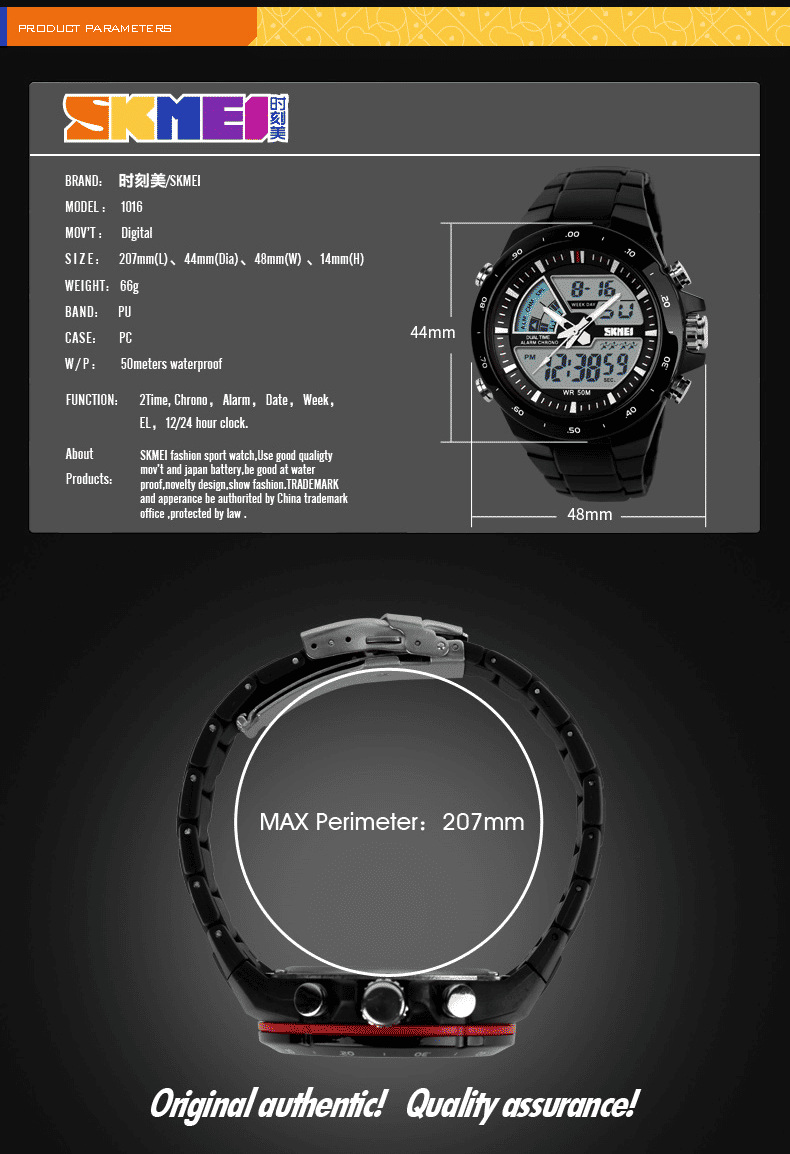 Skmei Men's Military Sport Quartz Watch Waterproof Silicone Strap