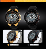 Skmei Men's Military Sport Quartz Watch Waterproof Silicone Strap