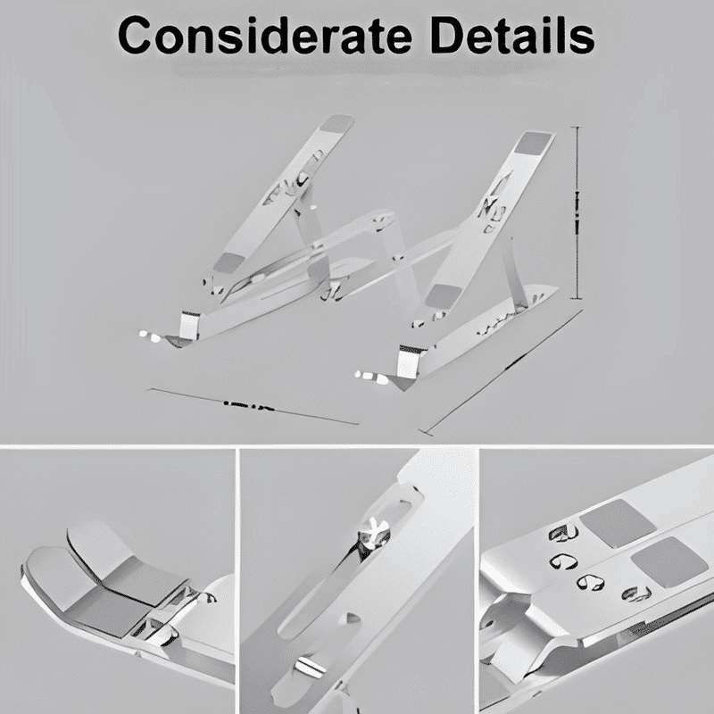 RichRipple Premium Aluminum Alloy Foldable Laptop Stand - Ergonomic Adjustable Riser