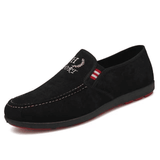 Comfortable Men's Slip-On Casual Loafers - Stylish Black-Red Nylon Design