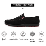 Comfortable Men's Slip-On Casual Loafers - Stylish Black-Red Nylon Design