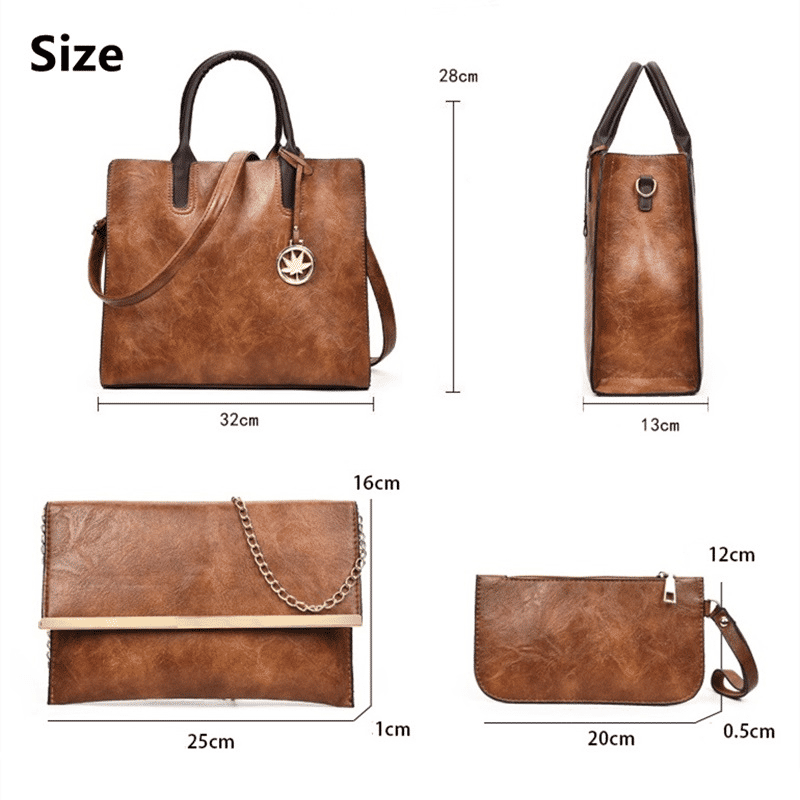 Versatile 3-Piece Women's PU Leather Handbag Set: Tote, Crossbody, Clutch